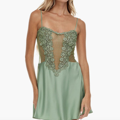 Flora Nikrooz Showstopper Chemise 8060 in Forest Green-Loungewear-Flora Nikrooz-Forest Green-XSmall-Anna Bella Fine Lingerie, Reveal Your Most Gorgeous Self!