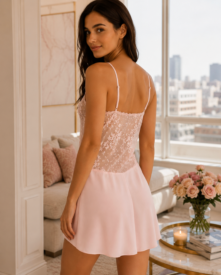Flora Nikrooz Showstopper Chemise 8060 in Misty Pink-Sleepwear-Flora Nikrooz-Misty Pink-XSmall-Anna Bella Fine Lingerie, Reveal Your Most Gorgeous Self!