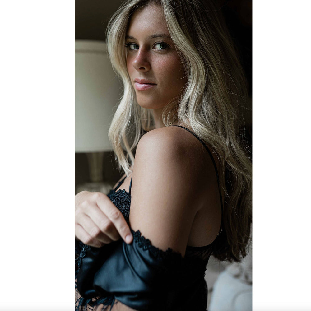 Flora Nikrooz Showstopper Cover Up in Black 8061-Robes-Flora Nikrooz-Black-XSmall-Anna Bella Fine Lingerie, Reveal Your Most Gorgeous Self!