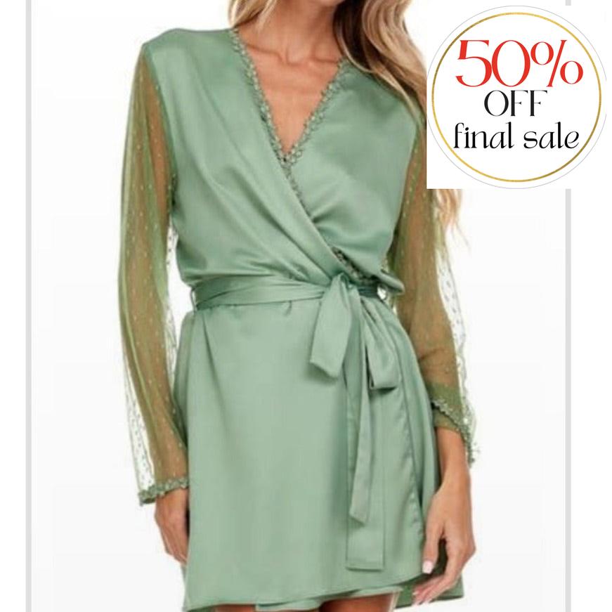 Flora Nikrooz Showstopper Cover Up in Forest Green 8061-Robes-Flora Nikrooz-Forest Green-XSmall-Anna Bella Fine Lingerie, Reveal Your Most Gorgeous Self!