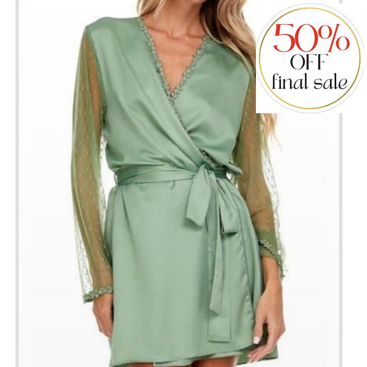 Flora Nikrooz Showstopper Cover Up in Forest Green 8061-Robes-Flora Nikrooz-Forest Green-XSmall-Anna Bella Fine Lingerie, Reveal Your Most Gorgeous Self!