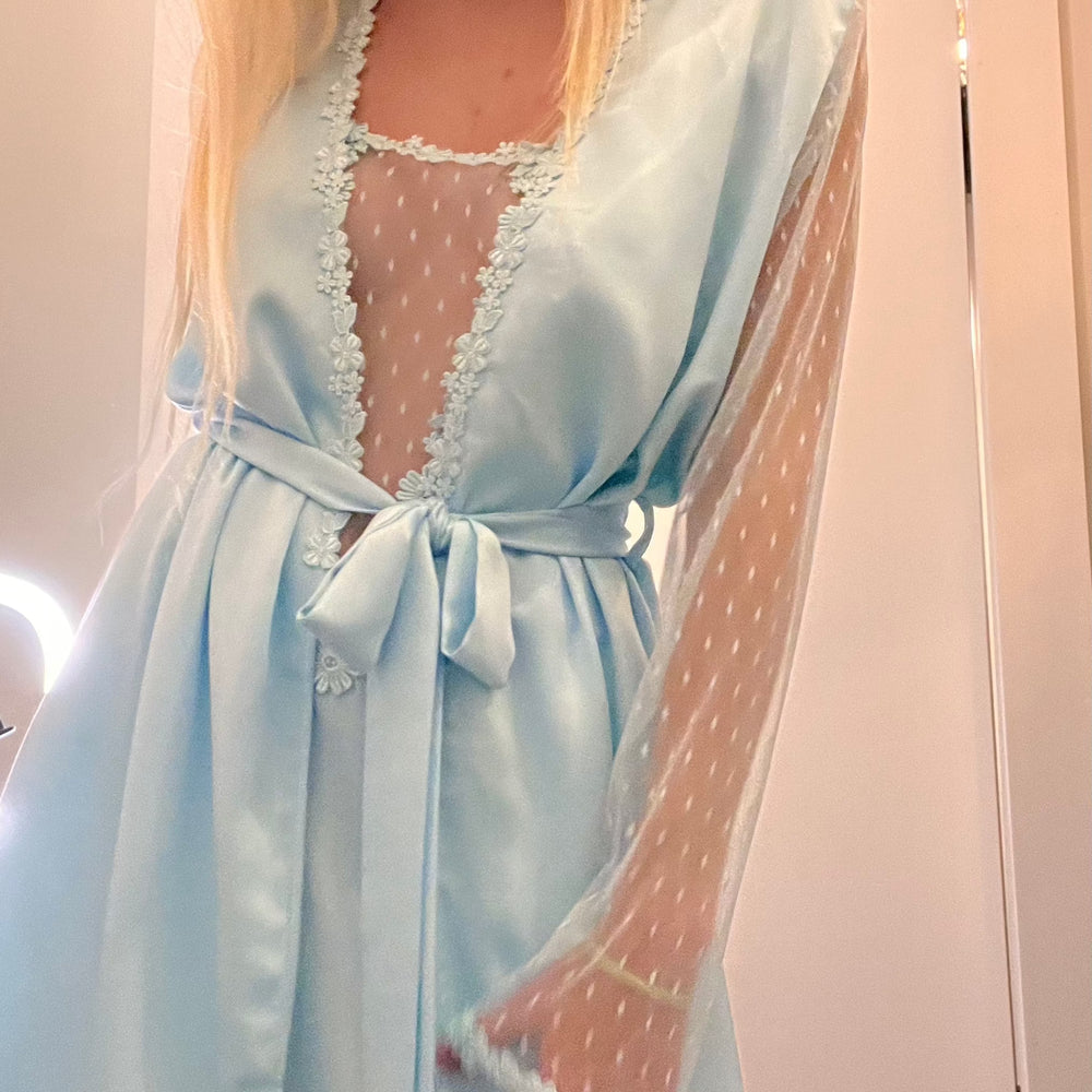 Flora Nikrooz Showstopper Cover Up in Light Blue 8061-Robes-Flora Nikrooz-Light Blue-XSmall-Anna Bella Fine Lingerie, Reveal Your Most Gorgeous Self!
