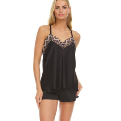 Flora Nikrooz Sydney Cami Short Set Q81257-Anna Bella Fine Lingerie-Black-XSmall-