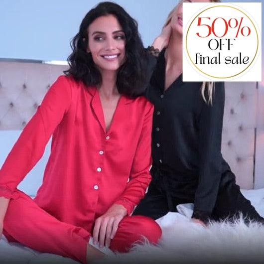Flora Nikrooz Victoria Notch PJ Set Q81258-Loungewear-Flora Nikrooz-Red-XSmall-Anna Bella Fine Lingerie, Reveal Your Most Gorgeous Self!