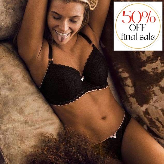 Freya Daisy Lace Padded Half Cup Bra AA5133-Bras-Freya-Black-34-D-Anna Bella Fine Lingerie, Reveal Your Most Gorgeous Self!