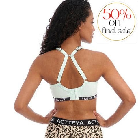 Freya Dynamic Pure Leopard Aqua Non Wired Sports Bra AC4014-Sports Bras-Freya-Aqua-34-D-Anna Bella Fine Lingerie, Reveal Your Most Gorgeous Self!
