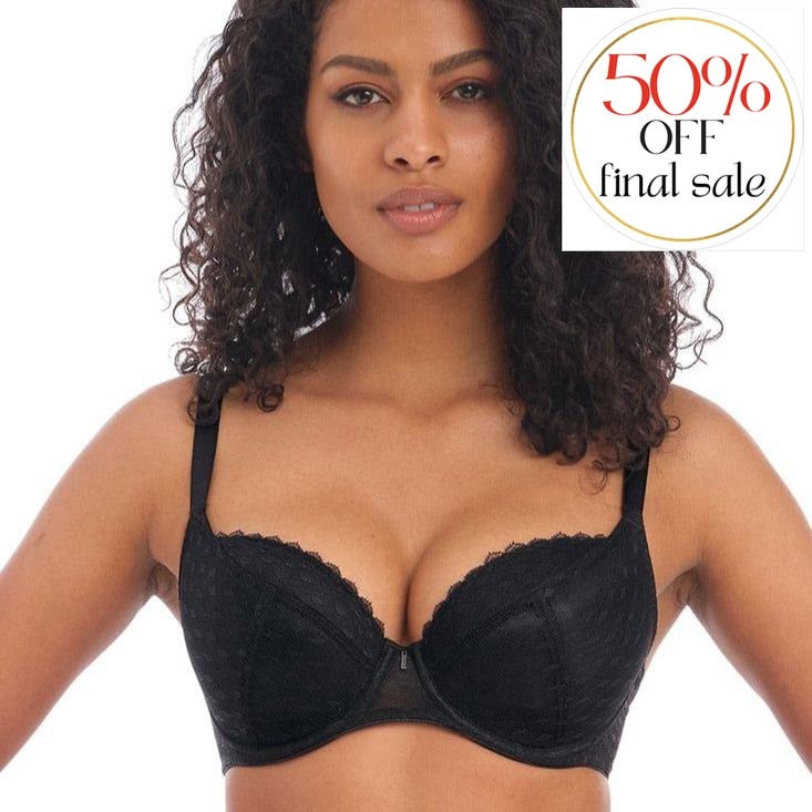 Freya Signature UW Padded Plunge Bra in Black AA400514-Bras-Freya-Black-32-DD-Anna Bella Fine Lingerie, Reveal Your Most Gorgeous Self!
