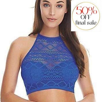 Freya Sundance Highneck Crop Top AS3973-Swimwear-Freya-Cobalt-30-FF-Anna Bella Fine Lingerie, Reveal Your Most Gorgeous Self!