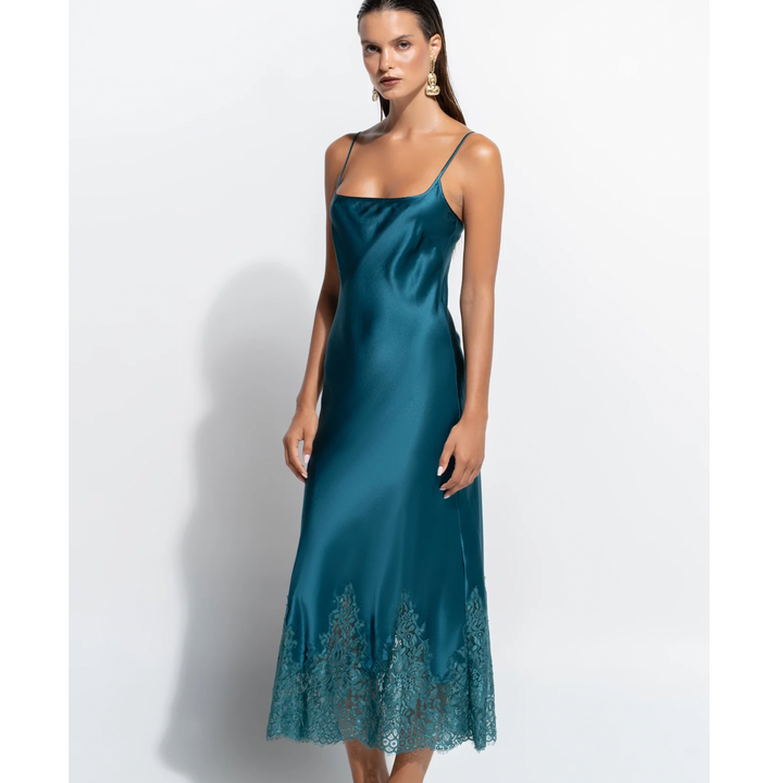 Ginia Bon Nuit Slip in Teal GCL302-Robes-Ginia-Teal-XSmall-Anna Bella Fine Lingerie, Reveal Your Most Gorgeous Self!