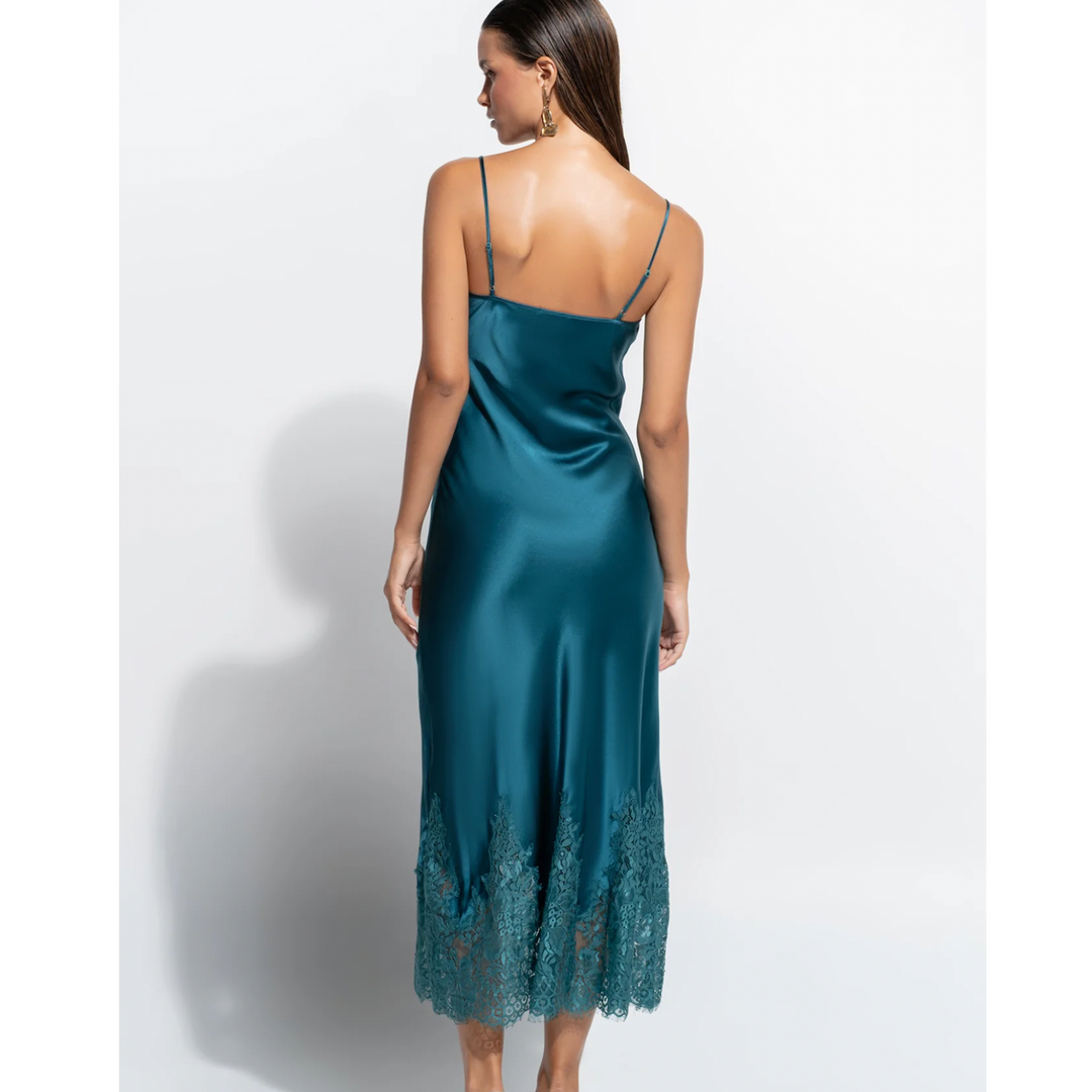 Ginia Bon Nuit Slip in Teal GCL302-Robes-Ginia-Teal-XSmall-Anna Bella Fine Lingerie, Reveal Your Most Gorgeous Self!