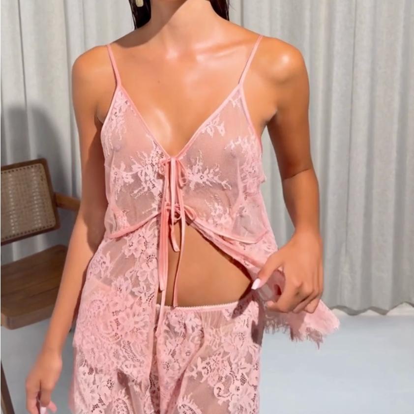 Ginia Elle Set in Blossom GLA502-Sleepwear-Ginia-Blossom-XSmall-Anna Bella Fine Lingerie, Reveal Your Most Gorgeous Self!