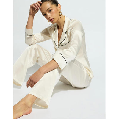 Ginia Fine Finishes Pyjama in Creme GBS501-Loungewear-Ginia-Creme-XSmall-Anna Bella Fine Lingerie, Reveal Your Most Gorgeous Self!