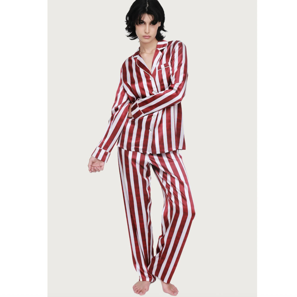 Ginia Fine Finishes Pyjama in Red Stripe GBS501-Loungewear-Ginia-Red Stripe-XSmall-Anna Bella Fine Lingerie, Reveal Your Most Gorgeous Self!