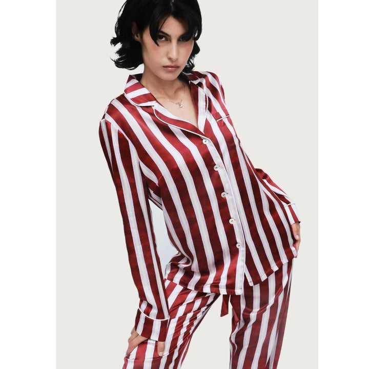 Ginia Fine Finishes Pyjama in Red Stripe GBS501-Loungewear-Ginia-Red Stripe-XSmall-Anna Bella Fine Lingerie, Reveal Your Most Gorgeous Self!