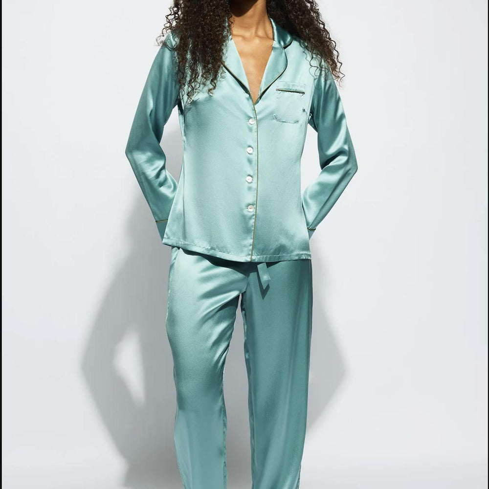 Ginia Fine Finishes Pyjama in River GBS501-Loungewear-Ginia-River-Small-Anna Bella Fine Lingerie, Reveal Your Most Gorgeous Self!