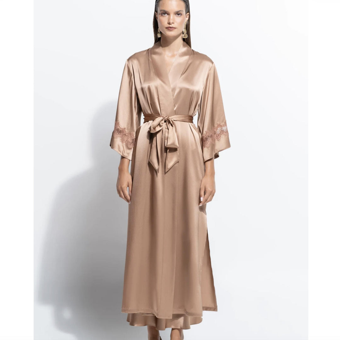 Ginia Gigi Long Silk Robe in Mocha Mousse GLS601-Robes-Ginia-Mocha Mousse-Small-Anna Bella Fine Lingerie, Reveal Your Most Gorgeous Self!