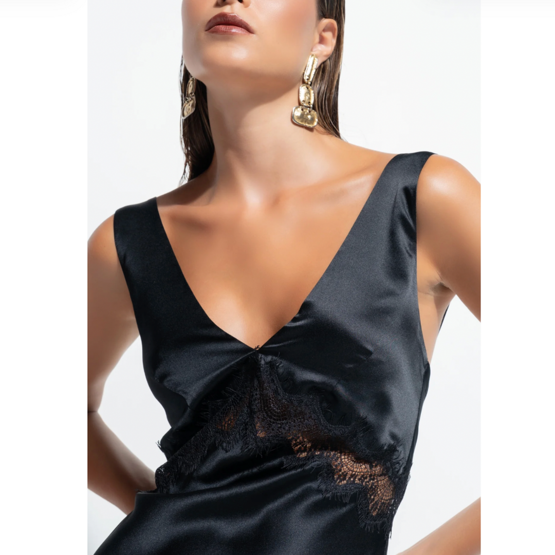 Ginia Gigi Silk Slip in Black GLS405-Sleepwear-Ginia-Black-Large-Anna Bella Fine Lingerie, Reveal Your Most Gorgeous Self!