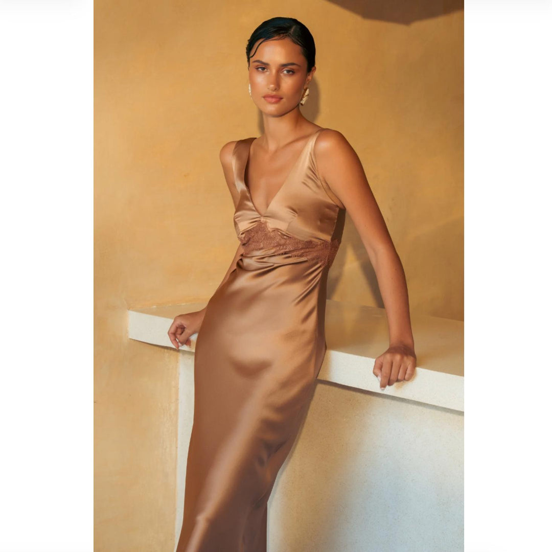 Ginia Gigi Silk Slip in Mocha Mousse GLS405-Sleepwear-Ginia-Mocha Mousse-XSmall-Anna Bella Fine Lingerie, Reveal Your Most Gorgeous Self!