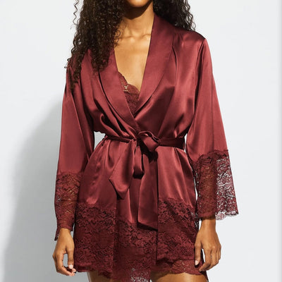 Ginia Layla Silk Lace Robe in Ruby Red GBS602-Robes-Ginia-Ruby Red-Small-Anna Bella Fine Lingerie, Reveal Your Most Gorgeous Self!