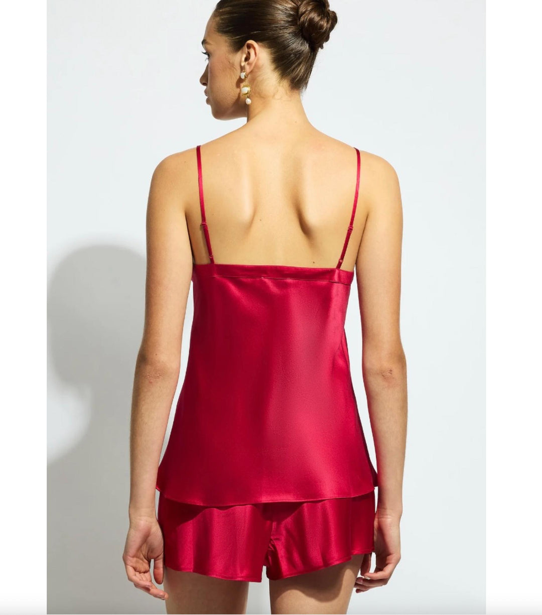 Ginia Silk Cami / French Knicker Set GBS201-Loungewear-Ginia-Ruby-Small-Anna Bella Fine Lingerie, Reveal Your Most Gorgeous Self!