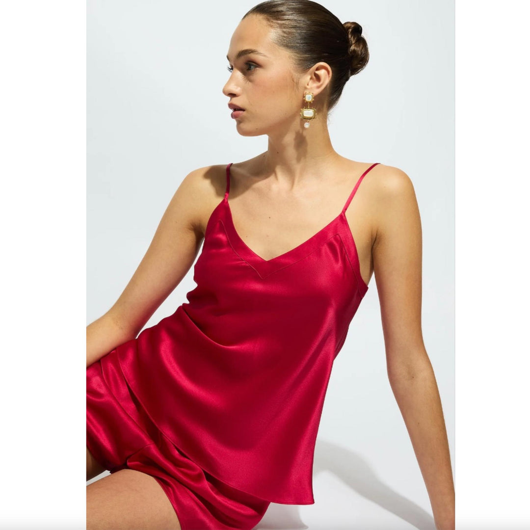 Ginia Silk Cami / French Knicker Set GBS201-Loungewear-Ginia-Ruby-Small-Anna Bella Fine Lingerie, Reveal Your Most Gorgeous Self!