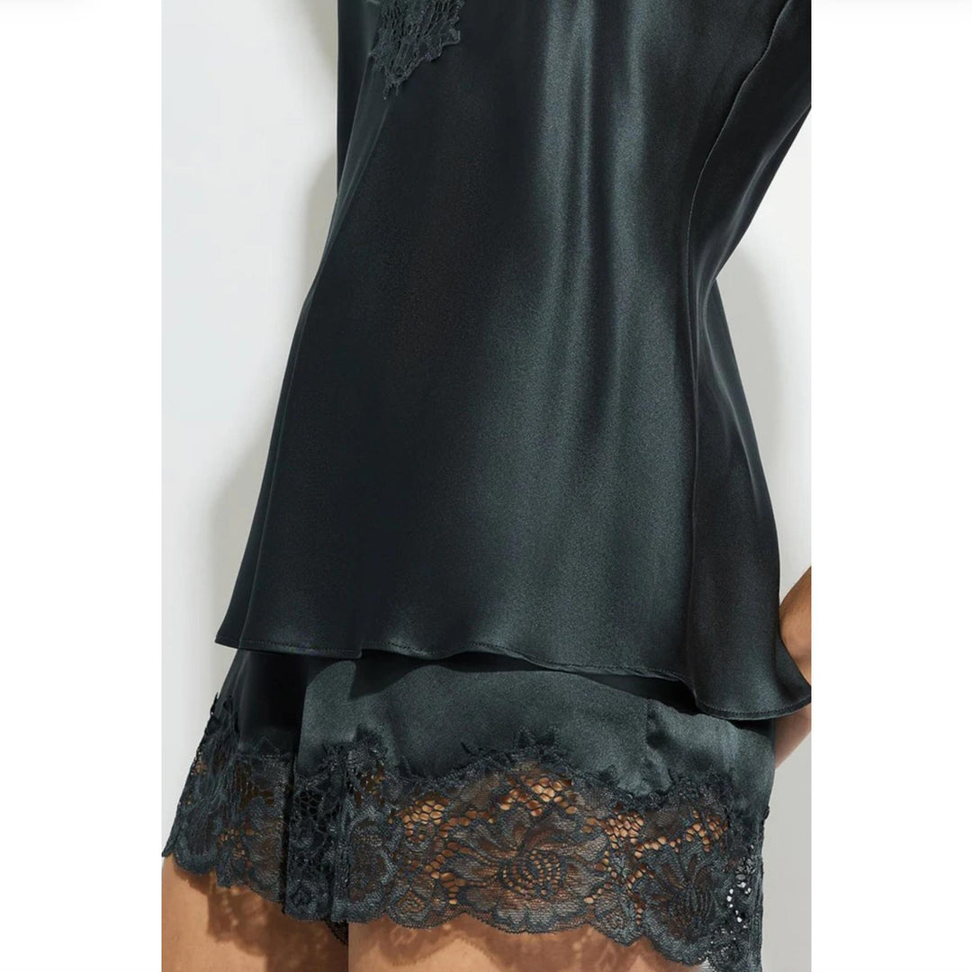 Ginia Silk Lace Cami Short Set in India Ink GBS202101-Sleepwear-Ginia-India Ink-Small-Anna Bella Fine Lingerie, Reveal Your Most Gorgeous Self!