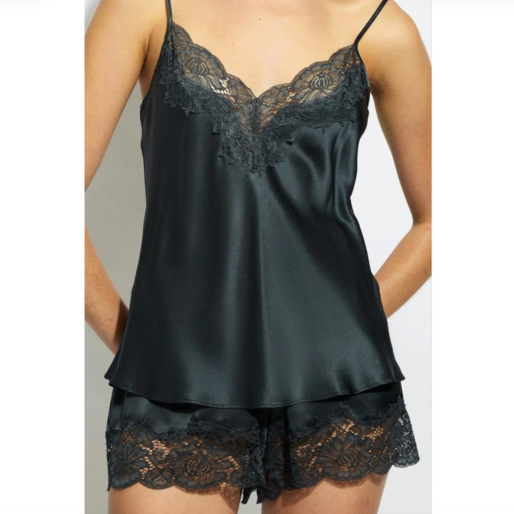 Ginia Silk Lace Cami Short Set in India Ink GBS202101-Sleepwear-Ginia-India Ink-Small-Anna Bella Fine Lingerie, Reveal Your Most Gorgeous Self!