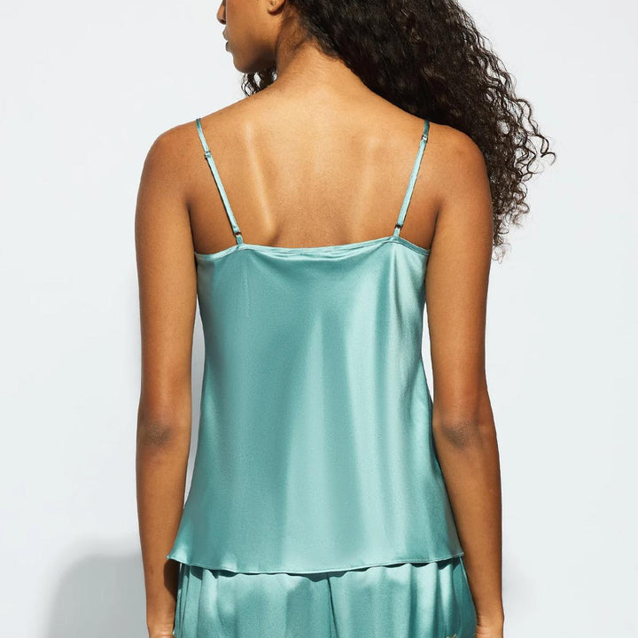 Ginia Silk Lace Cami Short Set in River GBS202101-Sleepwear-Ginia-River-XSmall-Anna Bella Fine Lingerie, Reveal Your Most Gorgeous Self!