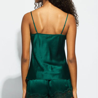 Ginia Silk & Lace Cami/Short Set in Emerald GBS202/101-Anna Bella Fine Lingerie-Emerald-XSmall-