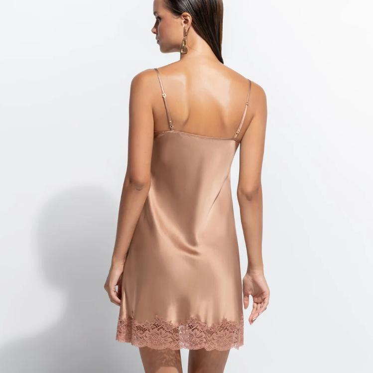 Ginia Silk Lace Chemise GBS301 in Mocha Mousse-Sleepwear-Ginia-Mocha Mousse-XSmall-Anna Bella Fine Lingerie, Reveal Your Most Gorgeous Self!