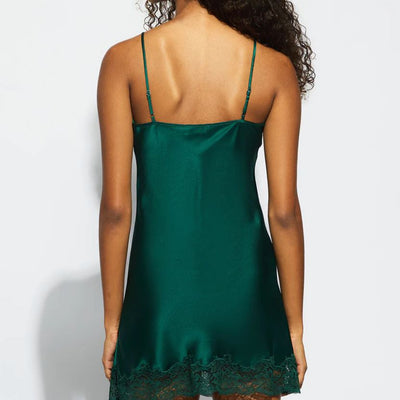 Ginia Silk & Lace Chemise in Emerald GBS301-Anna Bella Fine Lingerie-Emerald-XSmall-