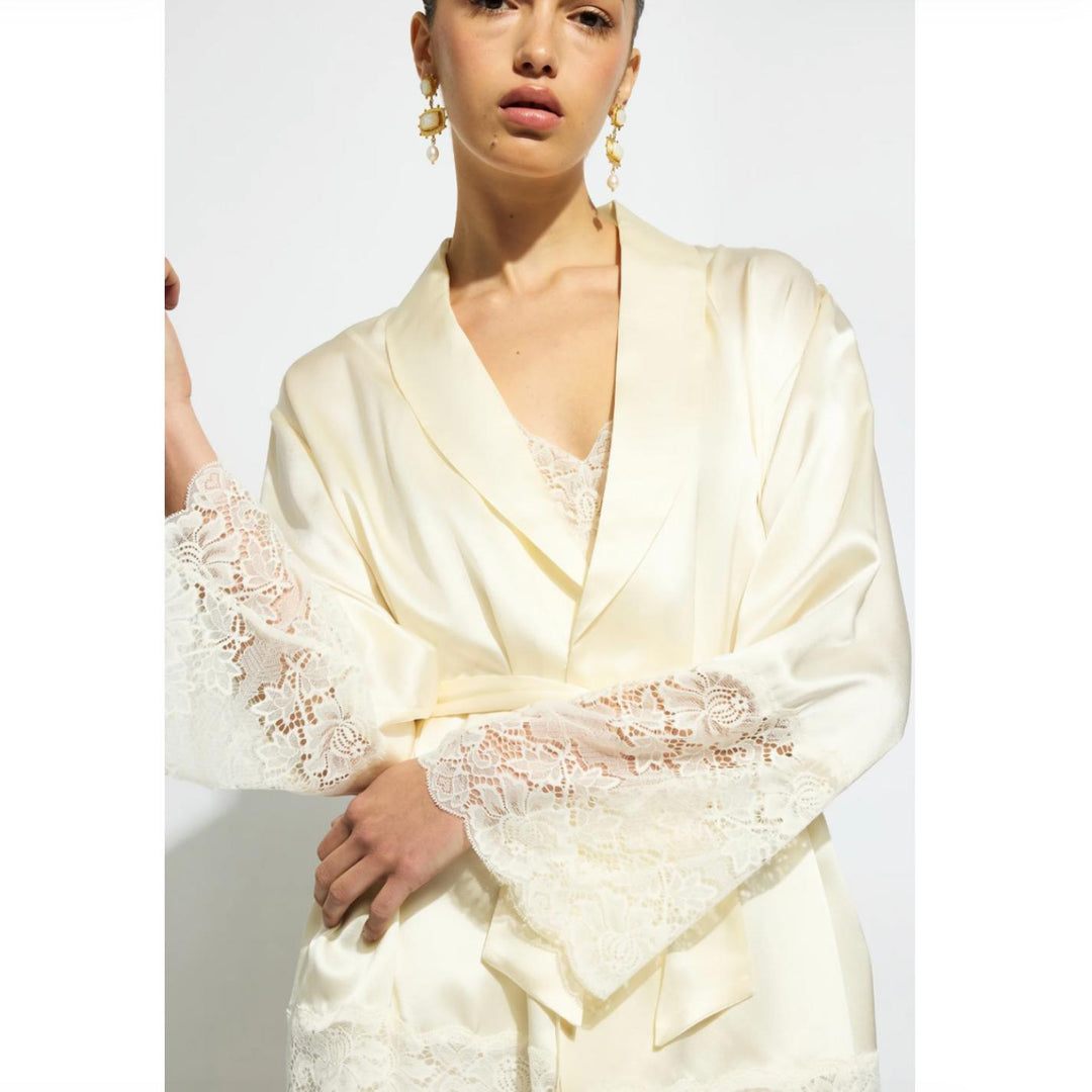Ginia Silk Lace Robe in Creme GBS602-Robes-Ginia-Creme-Small-Anna Bella Fine Lingerie, Reveal Your Most Gorgeous Self!