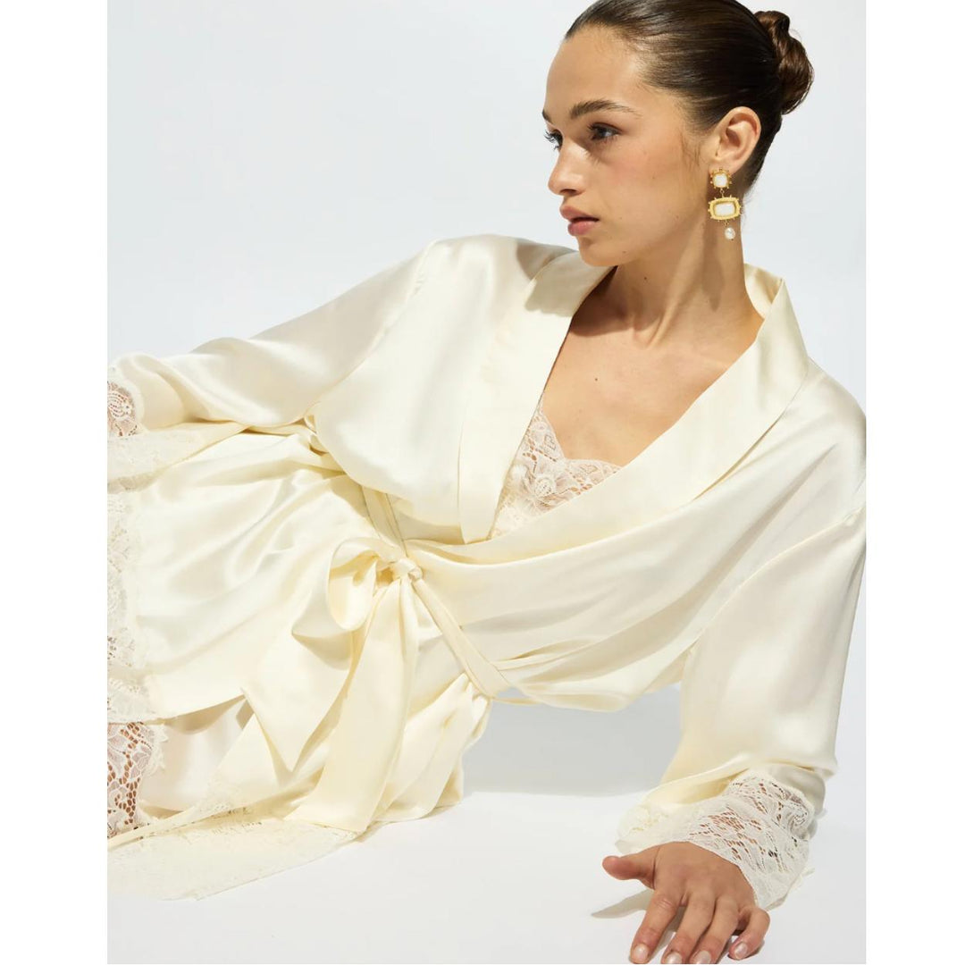 Ginia Silk Lace Robe in Creme GBS602-Robes-Ginia-Creme-Small-Anna Bella Fine Lingerie, Reveal Your Most Gorgeous Self!