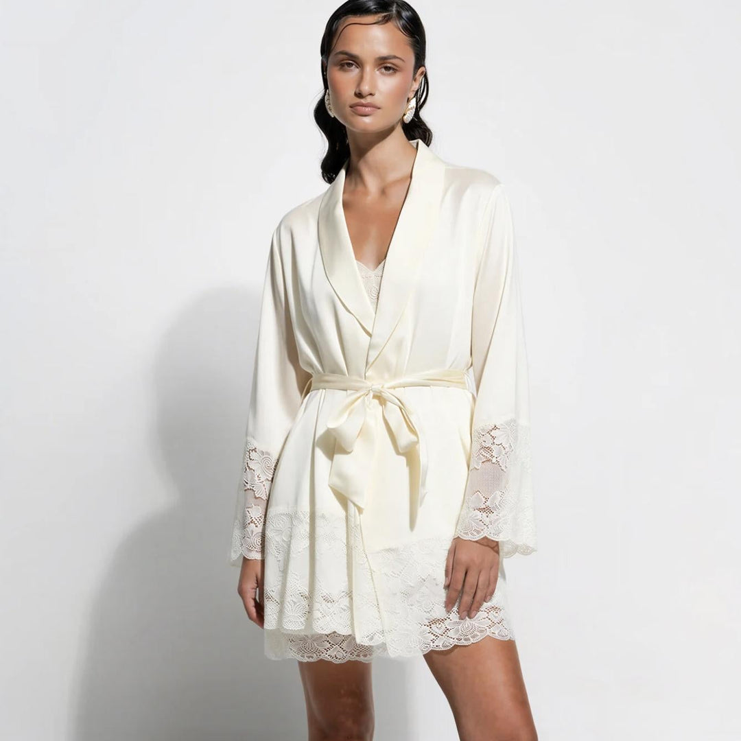 Ginia Silk Lace Robe in Creme GBS602-Robes-Ginia-Creme-Small-Anna Bella Fine Lingerie, Reveal Your Most Gorgeous Self!