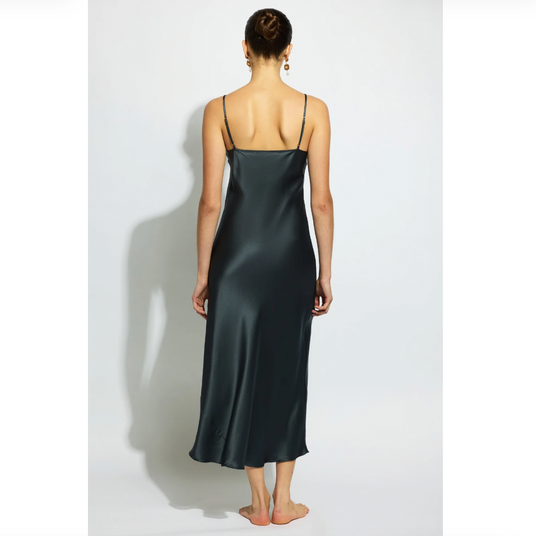 Ginia Silk Lace Slip in India Ink GBS401-Sleepwear-Ginia-India Ink-Medium-Anna Bella Fine Lingerie, Reveal Your Most Gorgeous Self!