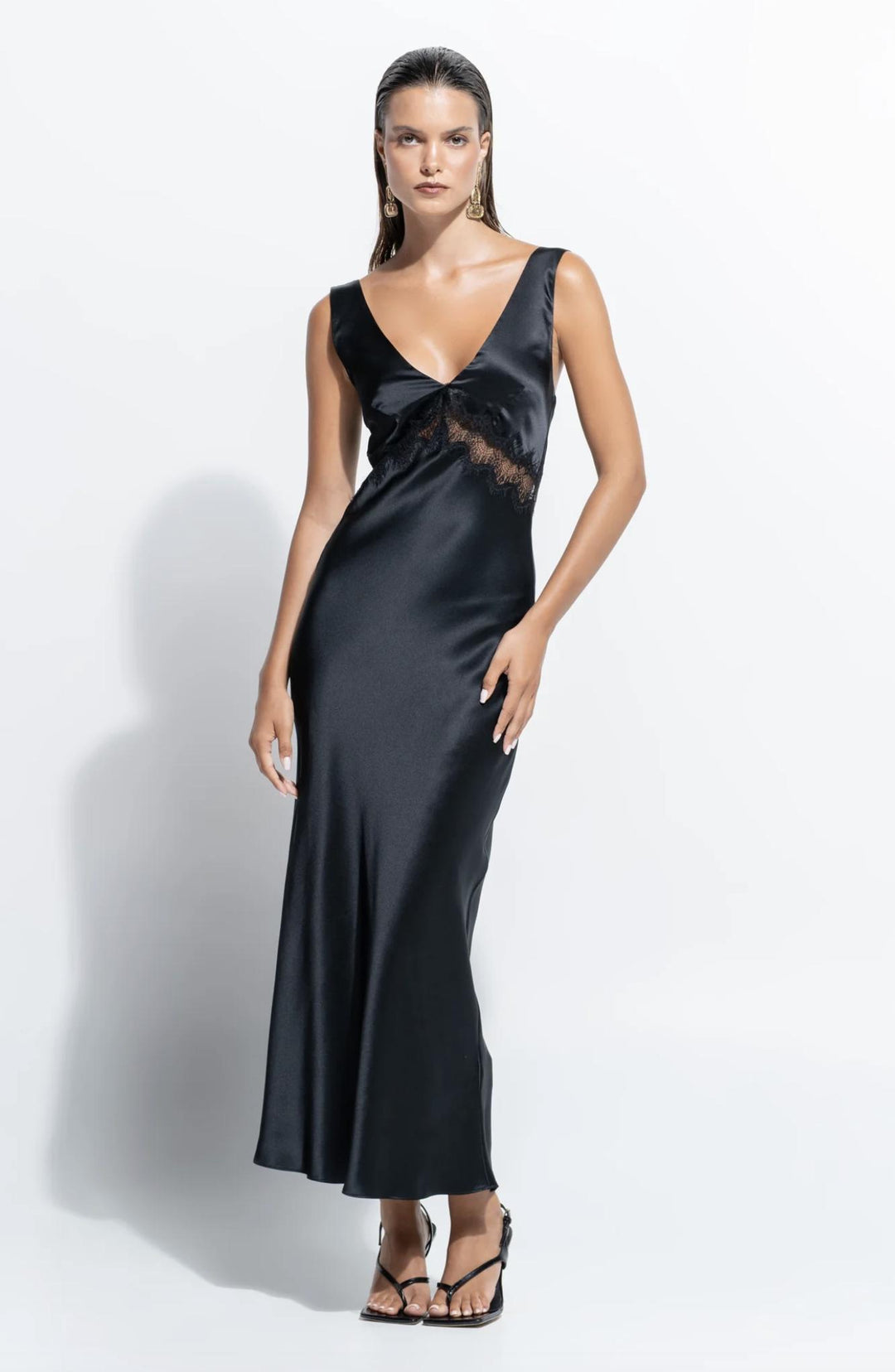 Ginia Silk Slip in Black GLS405-Sleepwear-Ginia-Black-Large-Anna Bella Fine Lingerie, Reveal Your Most Gorgeous Self!