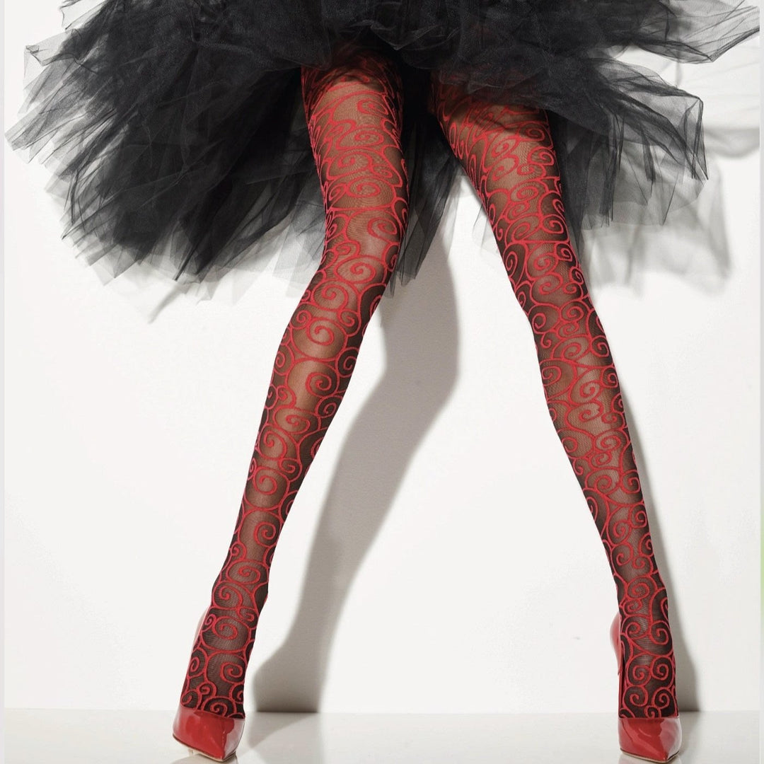 Girardi Notting Hill Tights-Hosiery-Girardi-Black and Red-XSmall-Anna Bella Fine Lingerie, Reveal Your Most Gorgeous Self!