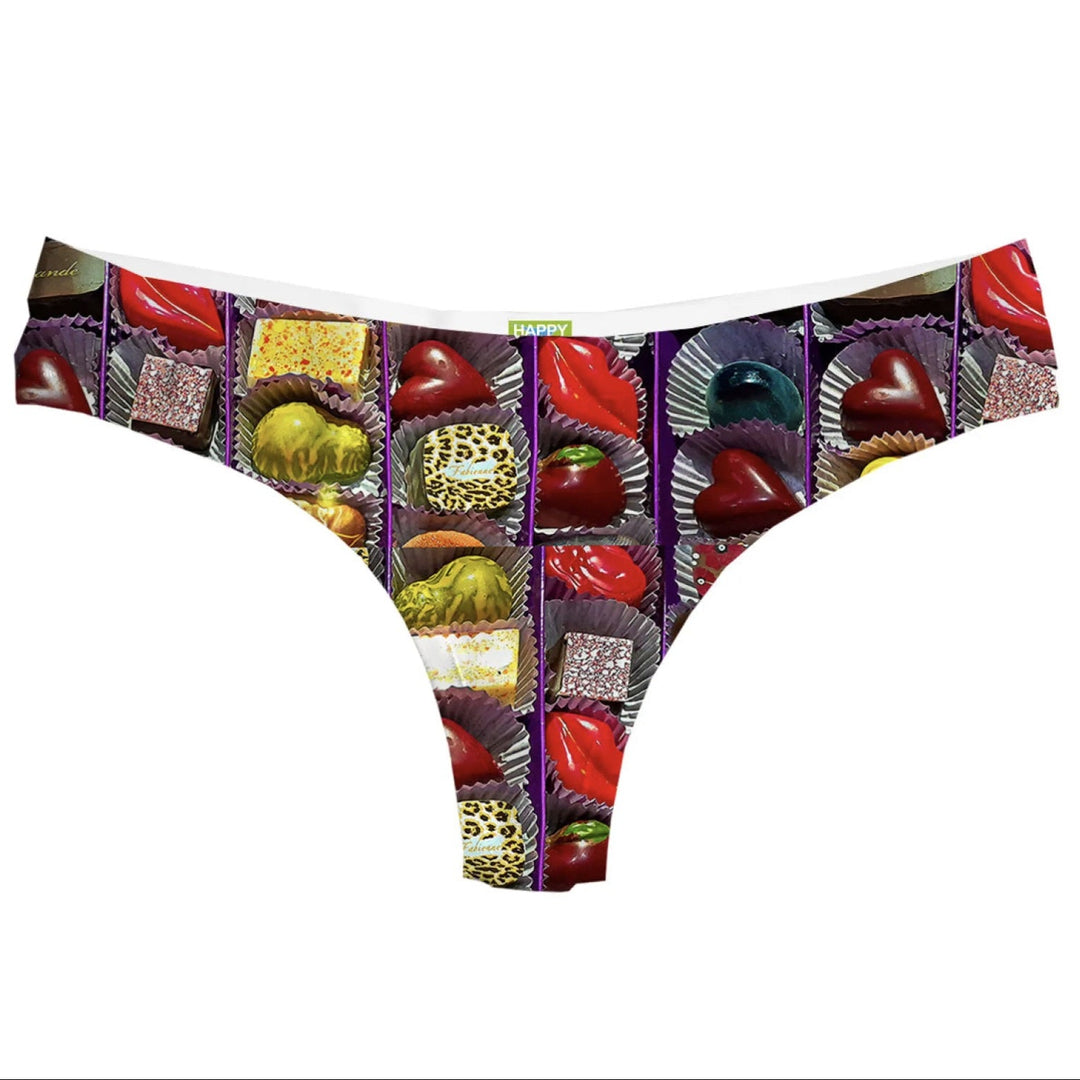 Happy Undies Box of Chocolates Thong-Anna Bella Fine Lingerie-Box of Chocolates-Small-