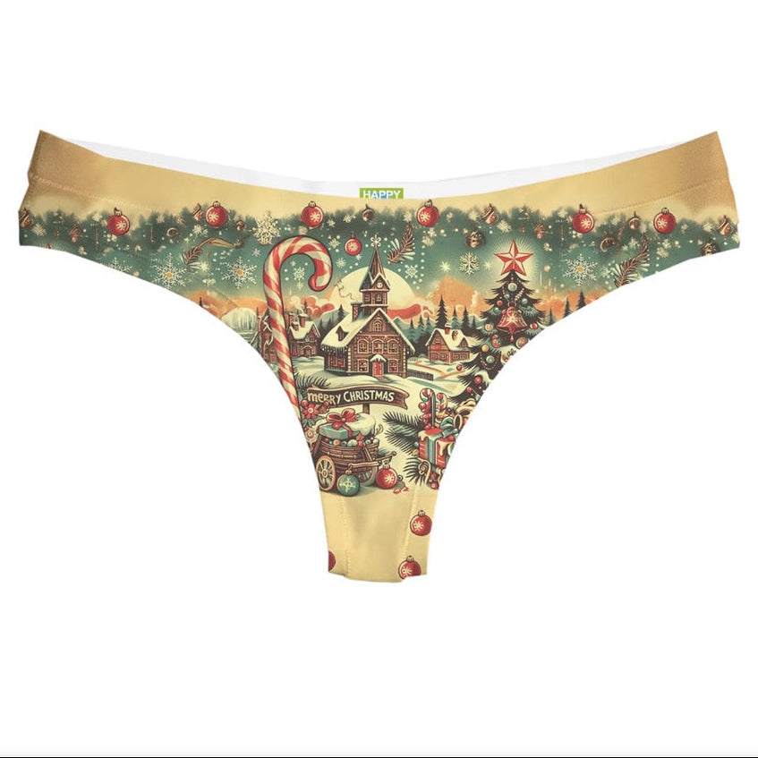 Happy Undies Country Christmas Thong-Anna Bella Fine Lingerie-Merry Christmas-Small-