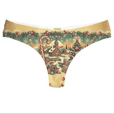 Happy Undies Country Christmas Thong-Anna Bella Fine Lingerie-Merry Christmas-Small-