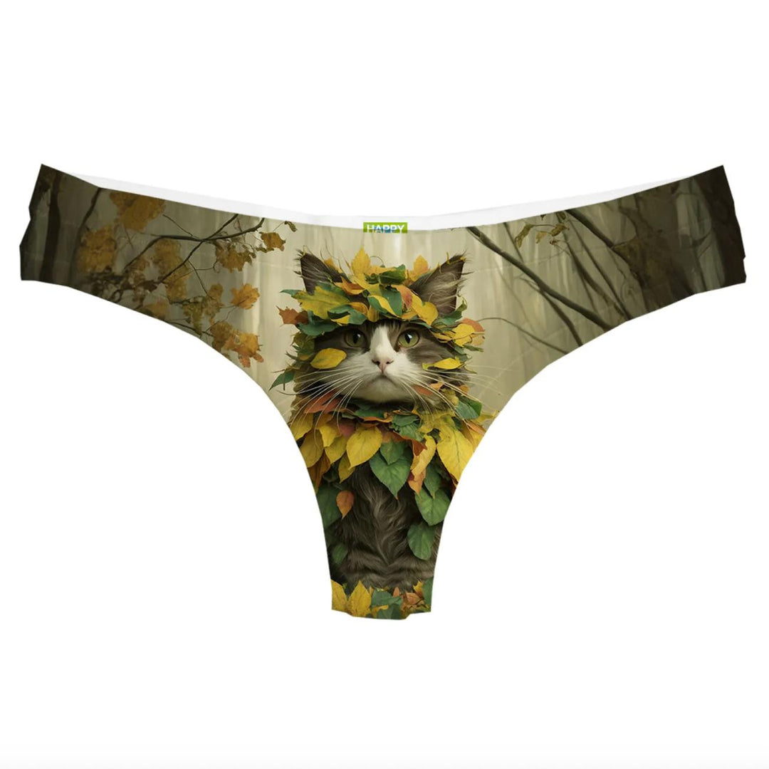 Happy Undies Fall Kitty Thong-Panties-Happy Undies-Fall Kitty-Small-Anna Bella Fine Lingerie, Reveal Your Most Gorgeous Self!