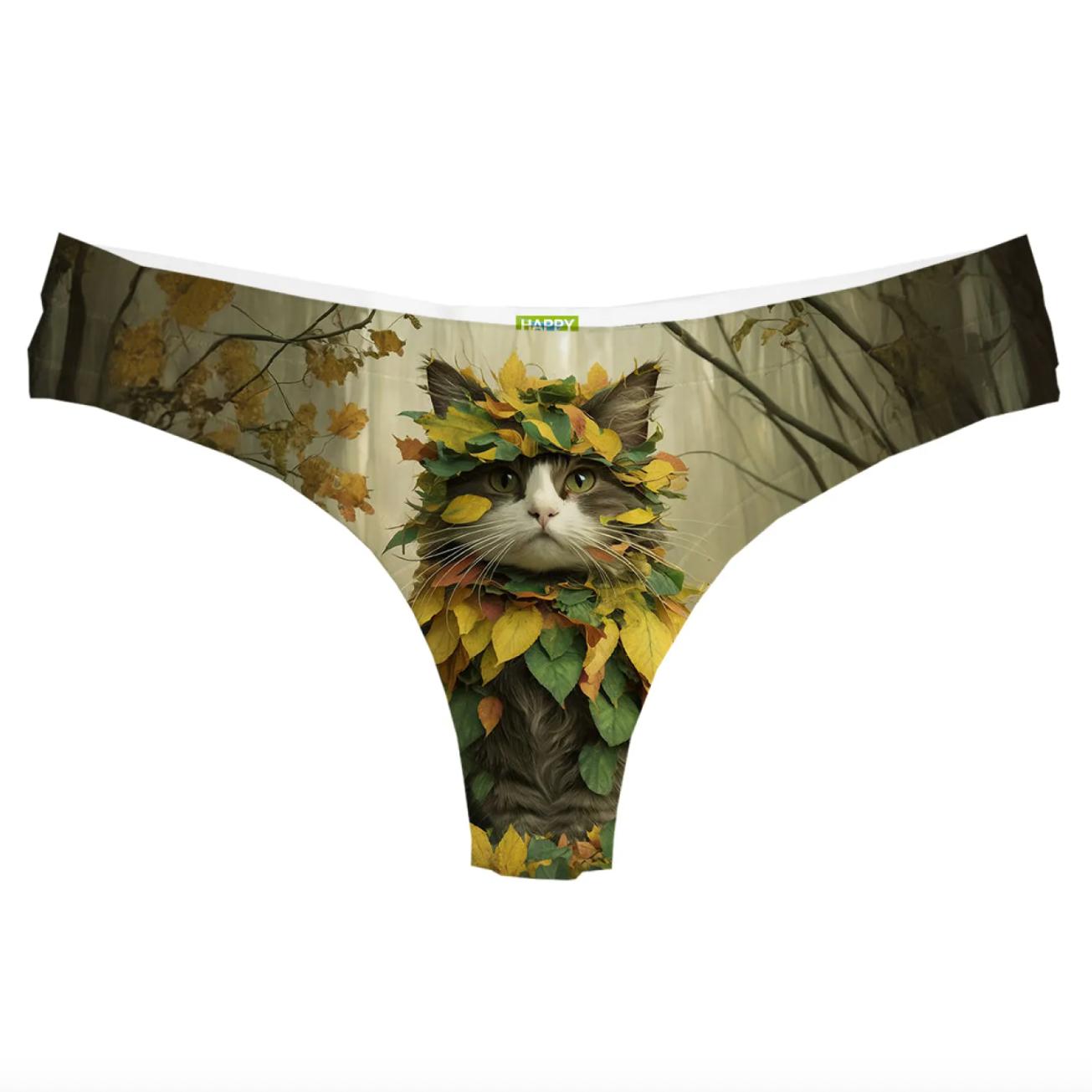 Happy Undies Fall Kitty Thong-Anna Bella Fine Lingerie-Fall Kitty-Small-