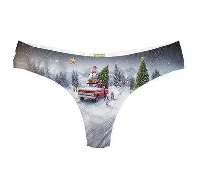 Happy Undies Holiday Express Thong-Anna Bella Fine Lingerie-Holiday Express-Large-