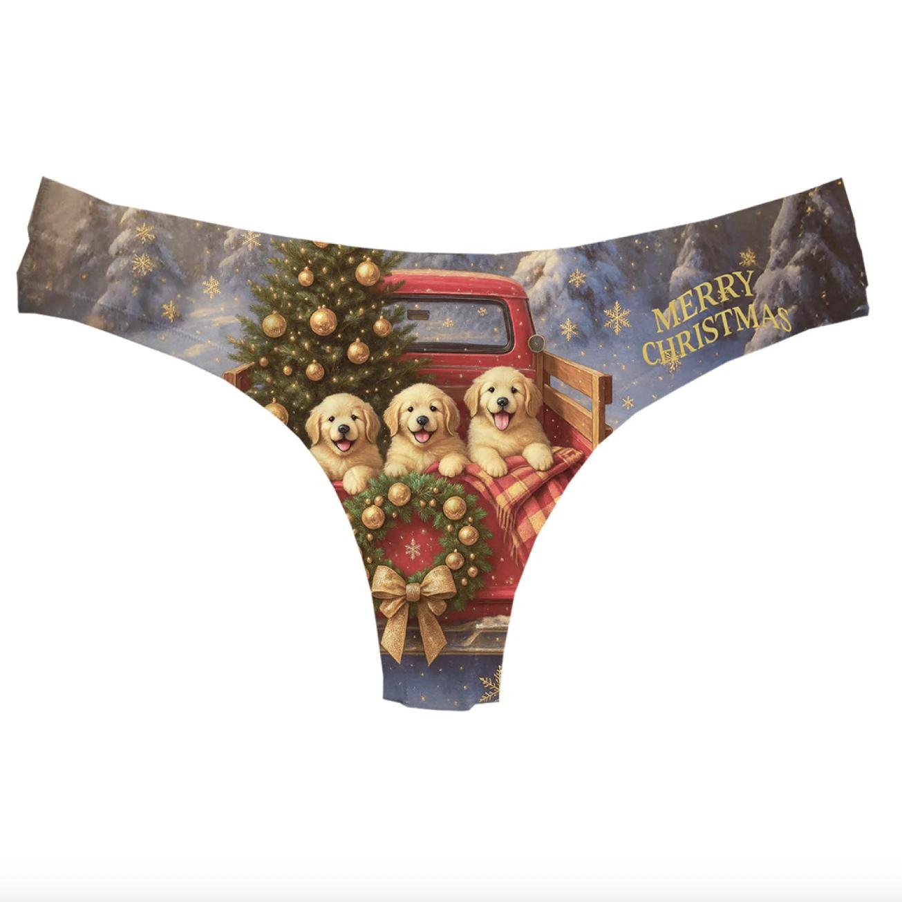 Happy Undies Woofmas Thong-Anna Bella Fine Lingerie-Woofmas-Small-