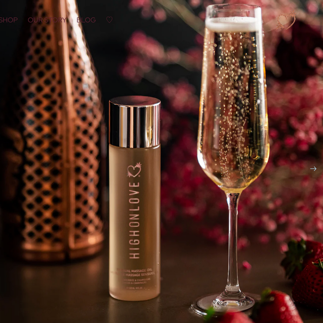 High on Love Sensual Massage Oil in Strawberries & Champagne HOL-1806-3-Personal Care-High on Love-Anna Bella Fine Lingerie, Reveal Your Most Gorgeous Self!