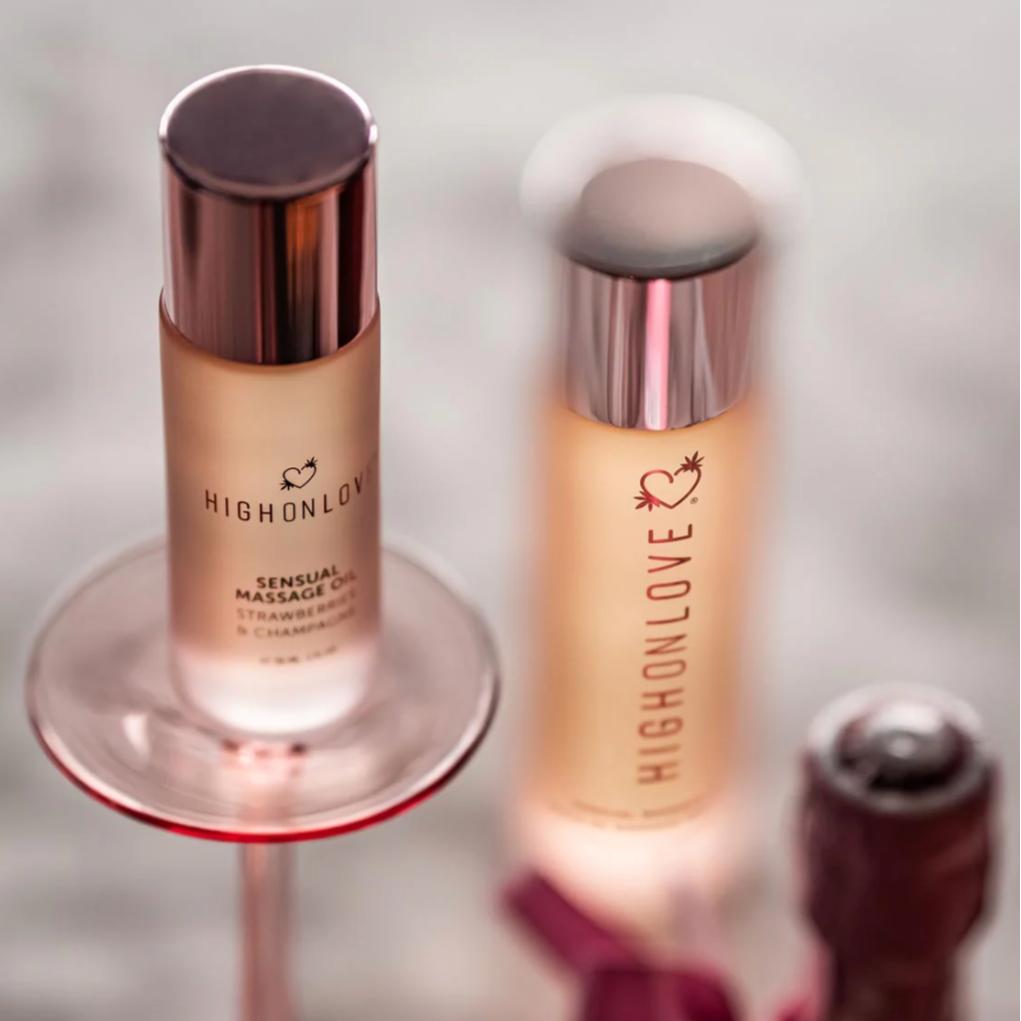 High on Love Strawberries & Champagne Massage Oil 30 ml-Seductive Accessories-High on Love-Anna Bella Fine Lingerie, Reveal Your Most Gorgeous Self!