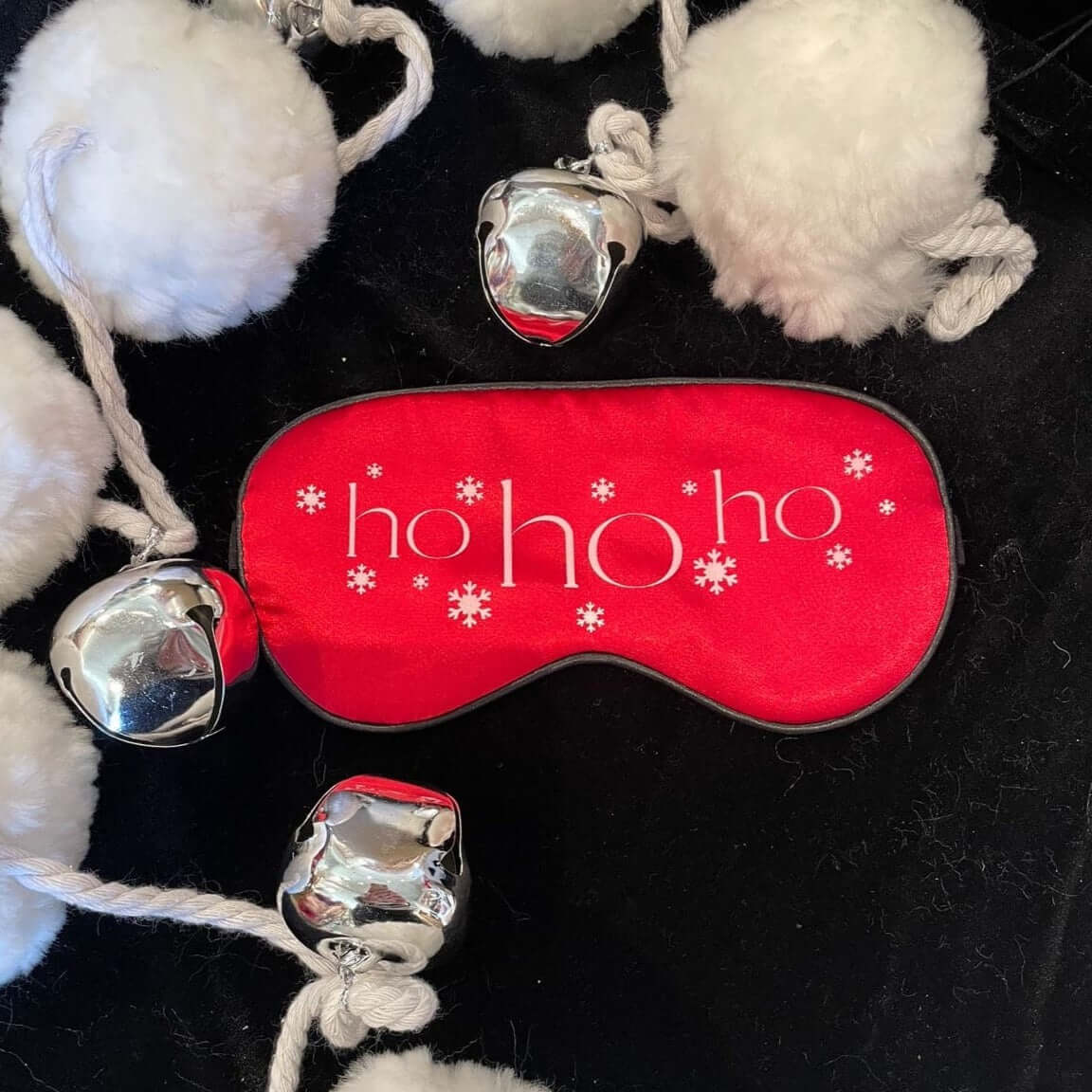 "Ho Ho Ho" Satin Eye Masks-Anna Bella Fine Lingerie-Red-