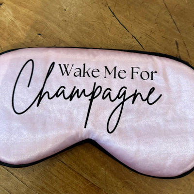 "Wake Me For Champagne" Satin Eye Mask-Accessories-Anna Bella Fine Lingerie-Pink-Anna Bella Fine Lingerie, Reveal Your Most Gorgeous Self!
