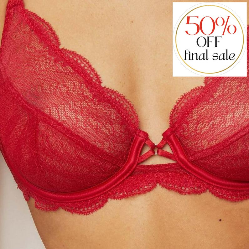 Implicite Frivole Sheer Plunge Bra 26H309-Anna Bella Fine Lingerie-Poppy Red-32-B