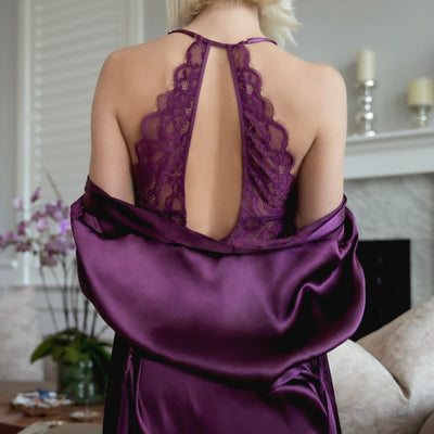 Jonquil Chemise Plum GNE010-Robes-Jonquil in Bloom-Plum-XSmall-Anna Bella Fine Lingerie, Reveal Your Most Gorgeous Self!